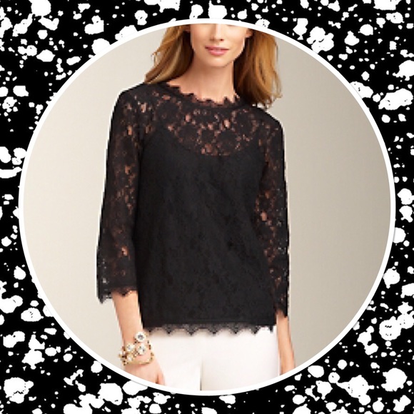 Talbots Tops | Talbots Black Lace 